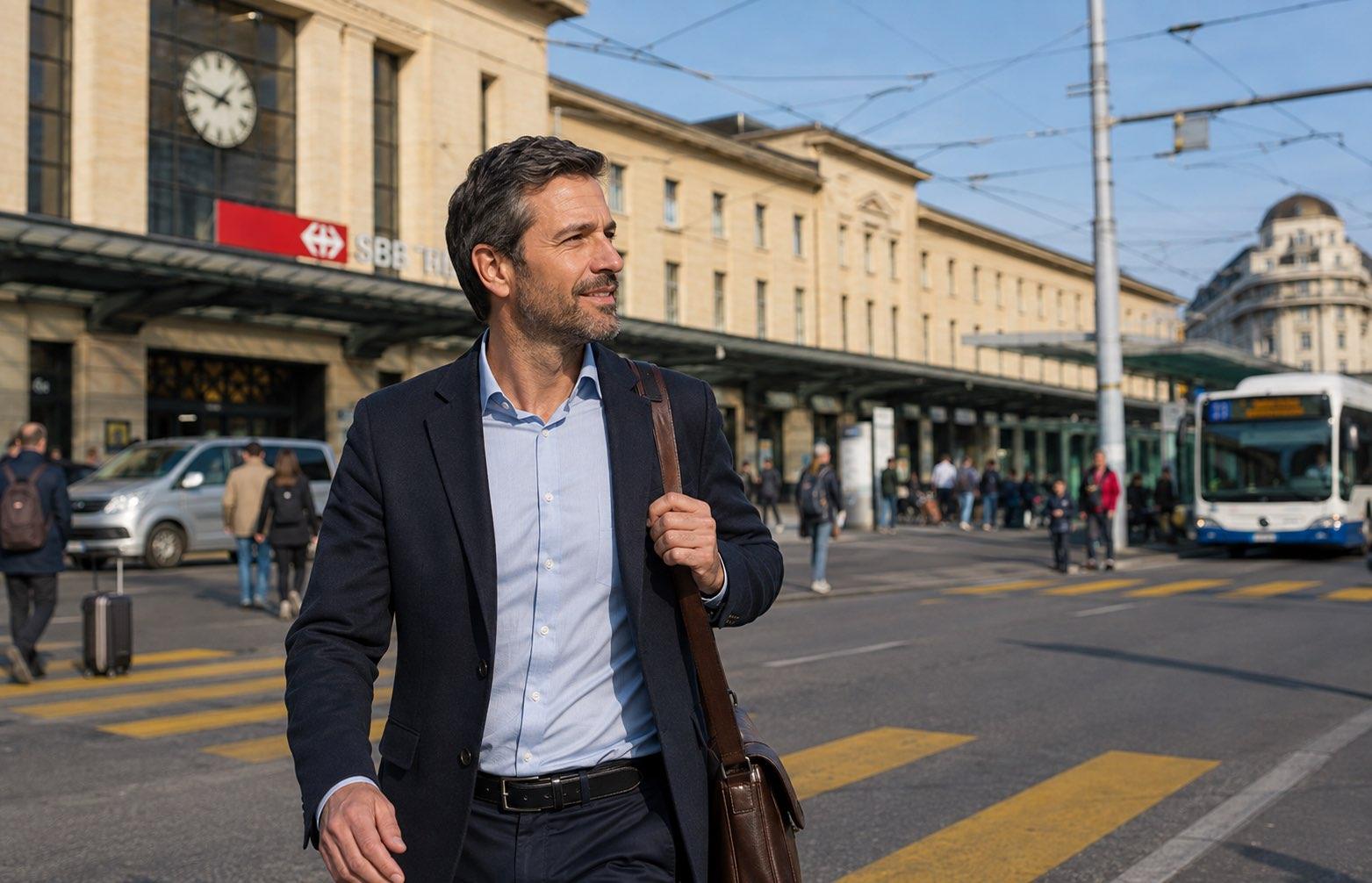 Arrêter la cigarette dans les trajets quotidiens à Genève Pendulaire quittant la gare Cornavin à Genève sans cigarette