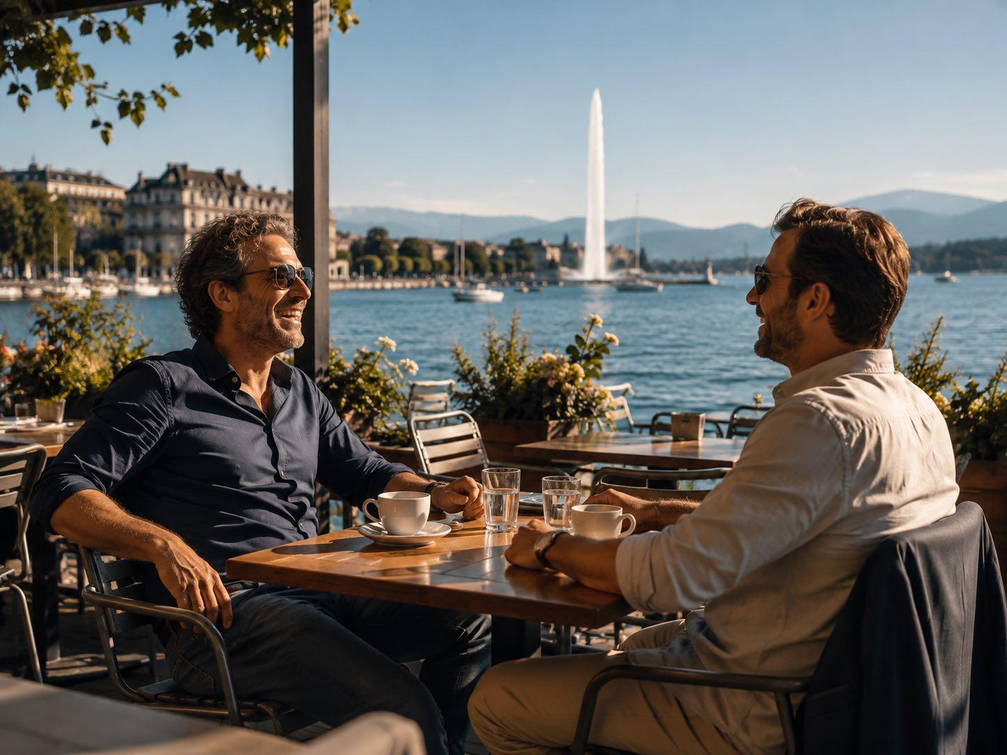 Amis partageant un moment sans cigarette dans le canton de Genève
