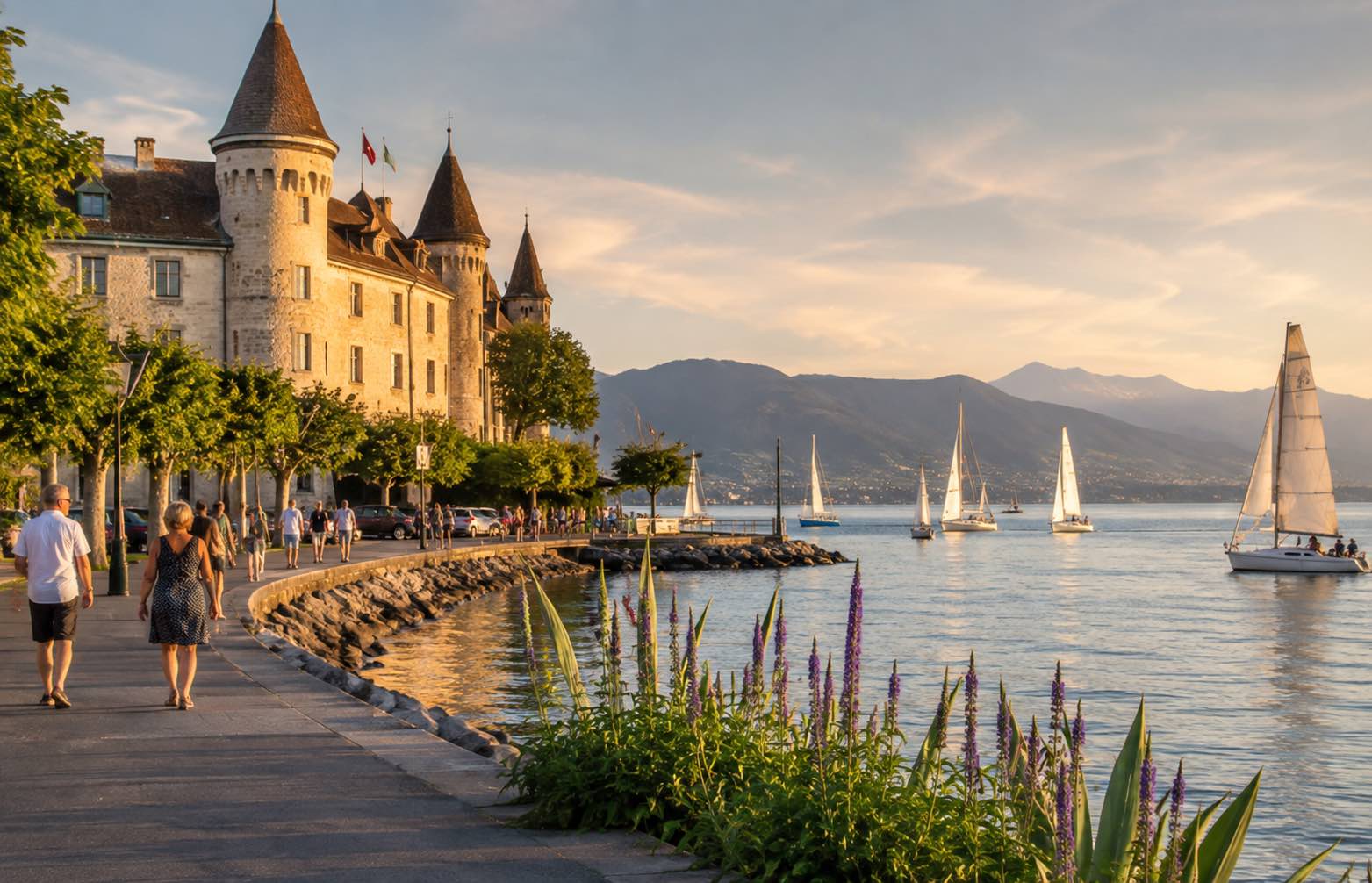Vue du Château de Nyon et du lac Léman