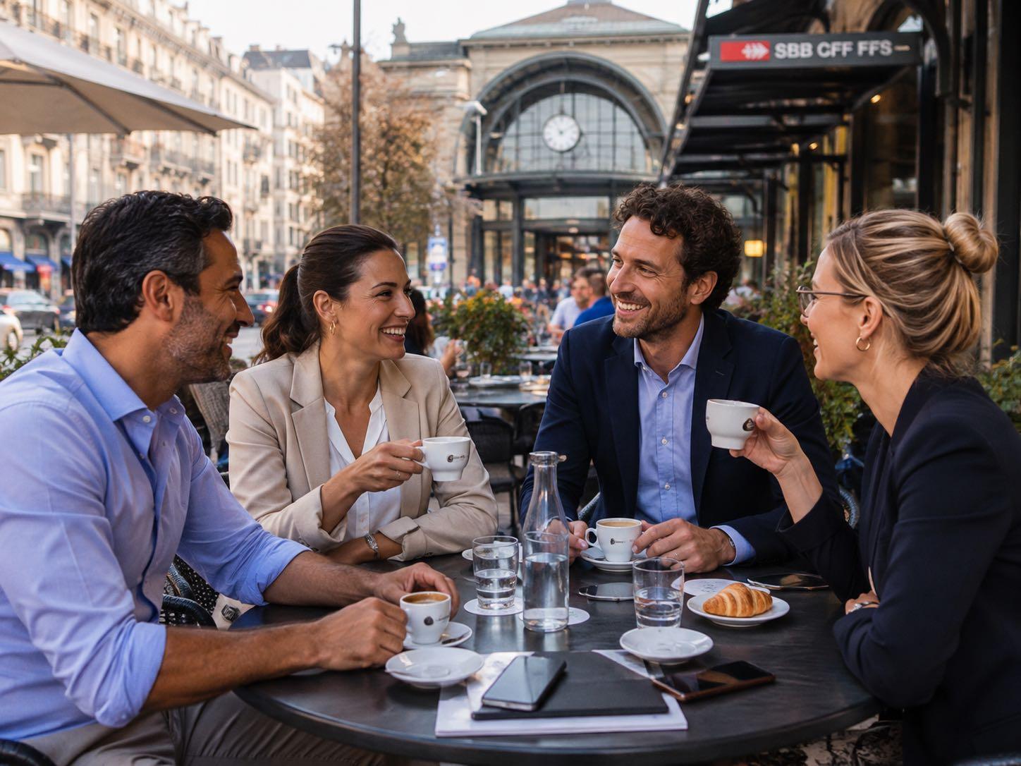 Collègues pendant une pause sans cigarette dans le canton de Genève